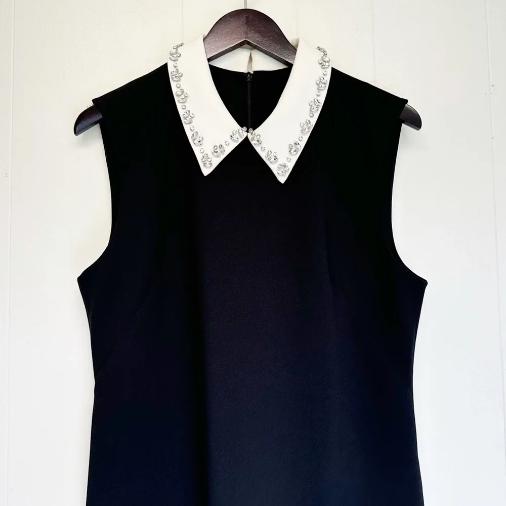 NWT J.CREW Embellished Collard Shift Dress In Stretch Crepe 12 - Picture 5 of 10